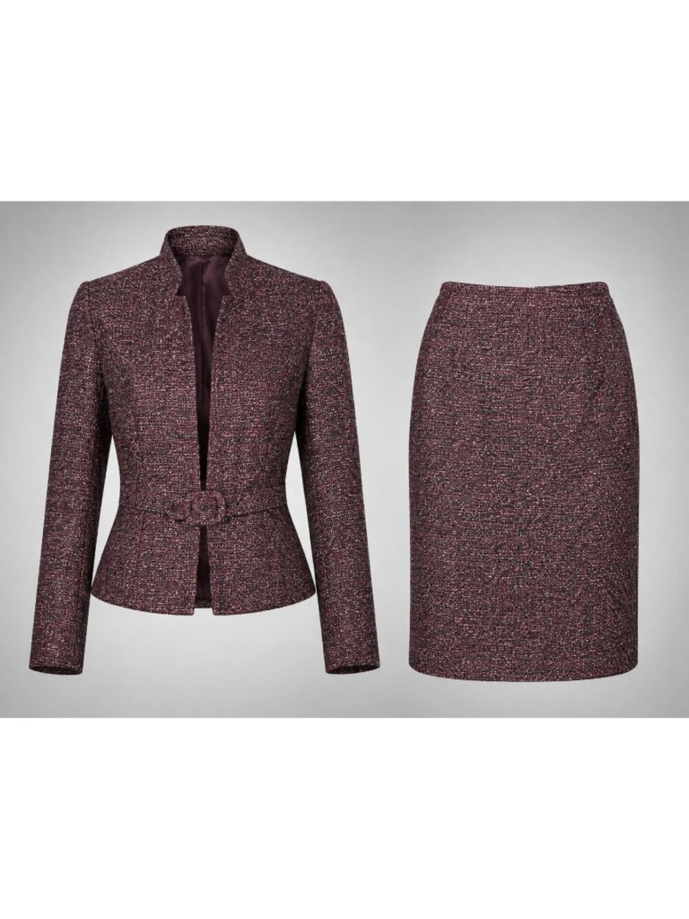 Linda Allard for Ellen Tracy Sequined Belted Blazer & Skirt Evening Suit Size 12